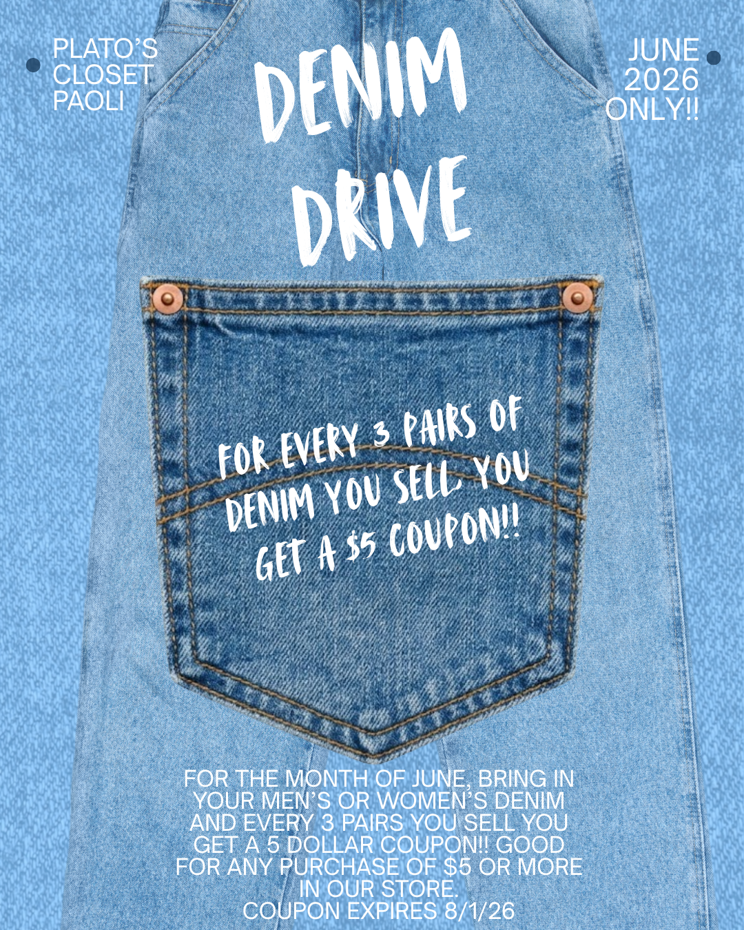 DENIM DRIVE JUNE 2026 ONLY